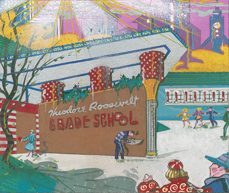 Theodore Roosevelt Grade School - preliminary illustration by Zuckerman