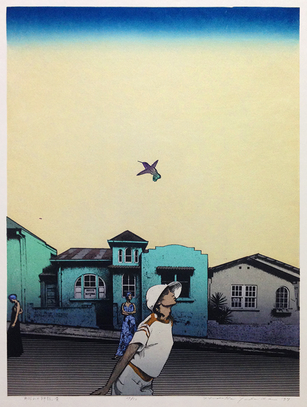 Hummingbird, woman, houses) by Hodaka Yoshida | Annex