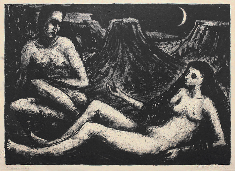 (Figures in nocturnal landscape) by A. Hegedus