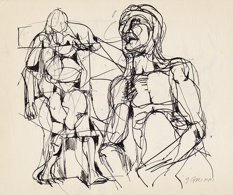 Untitled (seated figures) by Salvatore Grippi