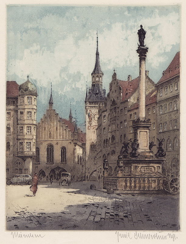 Munchen (Mariensaule and Marienplatz) by Unidentified