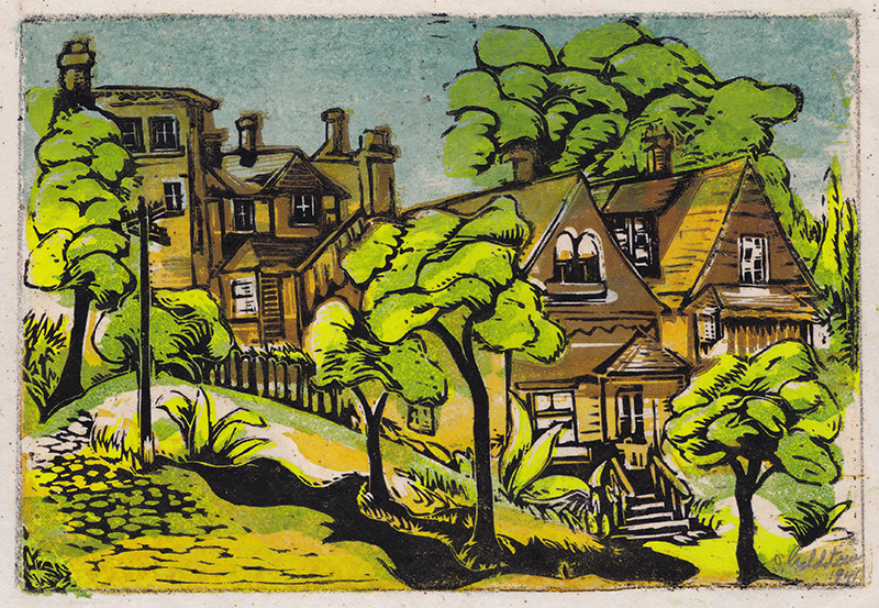 (Village in spring) by Unidentified