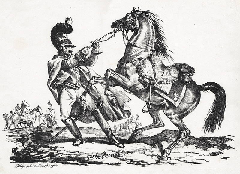 (Soldier and horse - from a suite of 7 lithographs) by Carle Vernet