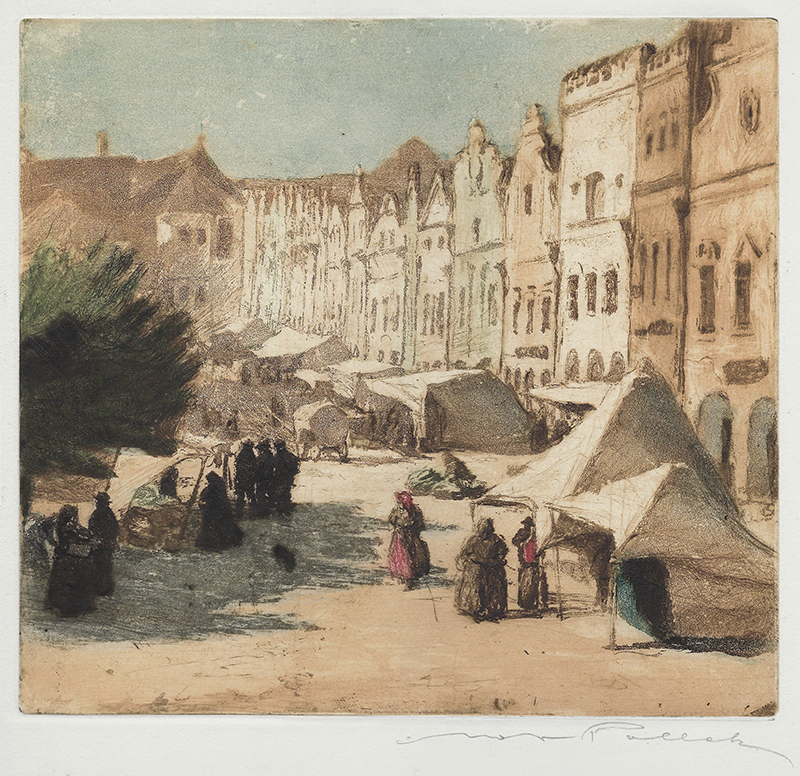 Market at Teltsch, Moravia by Max Pollak