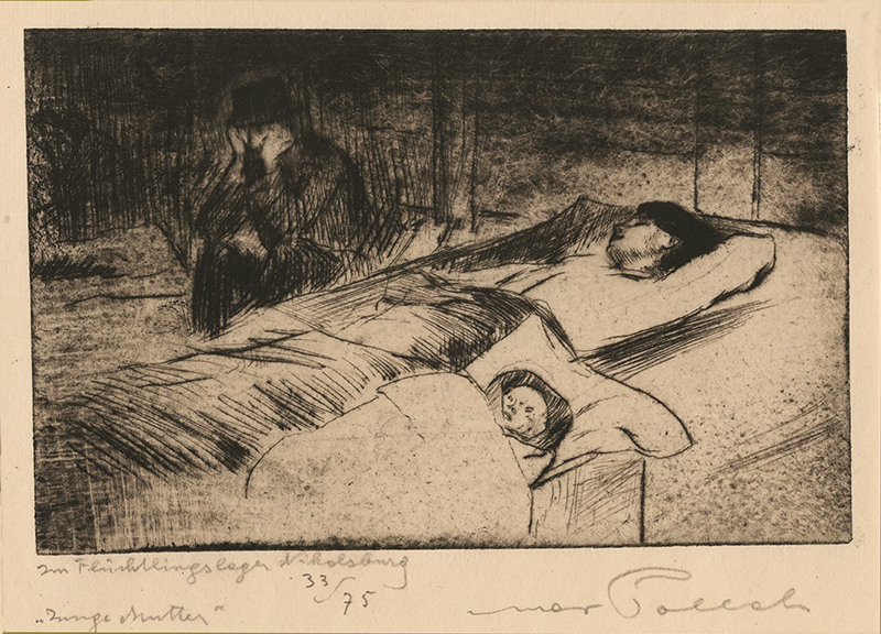 Im Flüchtlingslager Nikolsburg: Junge Mutter (Young Mother) by Max Pollak