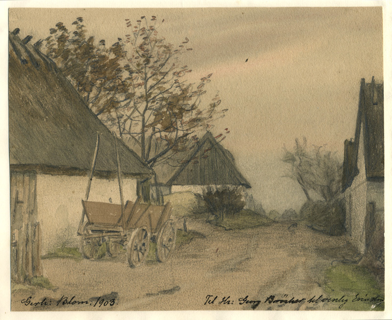 (rural landscape with wagon and cottages) by Gerhard Blom