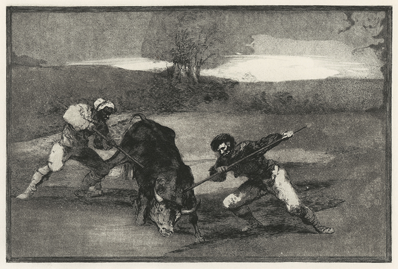 Otro modo de cazar á pie (Another Way of Hunting on Foot), Plate 2 from the Tauromaquia. by Francisco Goya