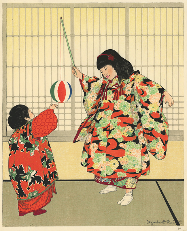 Japanese Children of Yesterday (aka: Two Little Girls Playing Ball) by Elizabeth Keith