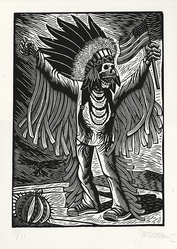 (Dia de los Muertos, Indigenous Warrior) by Sergio Sanchez Santamaria