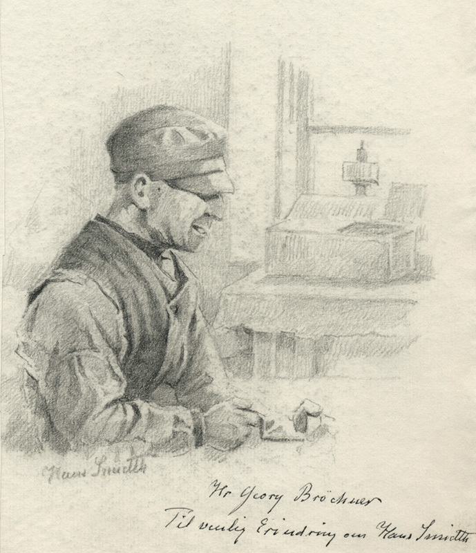 (Interior with man in cap) by Hans Ludwig Smidth