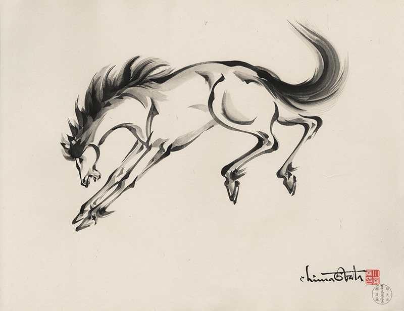(Galloping Chinese horse facing left) by Chiura Obata