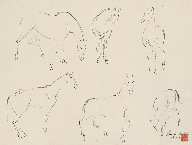 Horse Studies by Chiura Obata