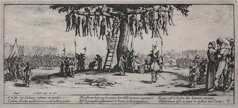 The Hanging - pl. 11, The Miseries and Misfortunes of War by Jacques Callot
