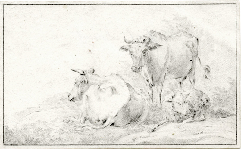 (Two cows and a sheep) by Marinus Adrianus Keokkoek