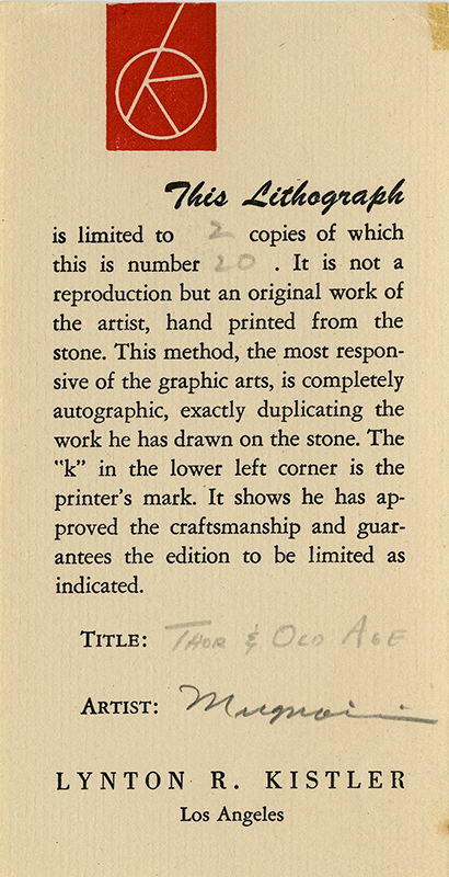 Thor aka Thor and Old Age by Joseph Anthony Mugnaini
