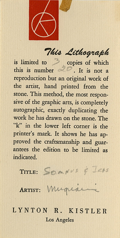 Somnus and Iris by Joseph Anthony Mugnaini