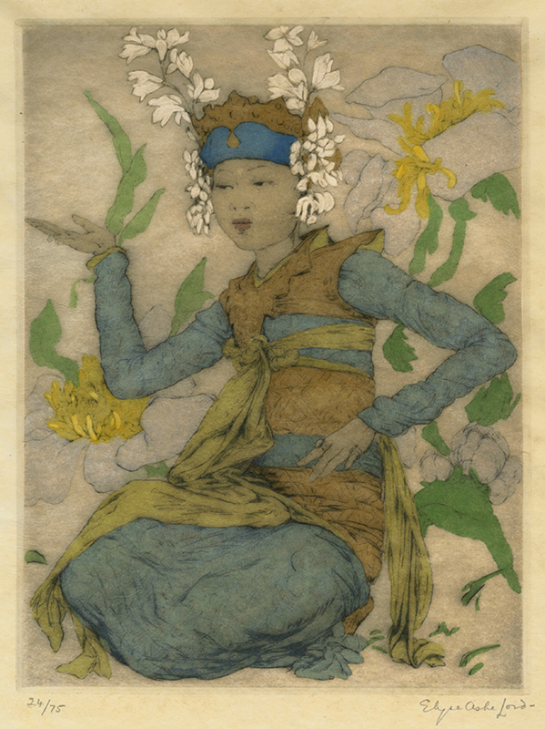 Seated Dancer (Dancer with white peonies) by Elyse Ashe Lord
