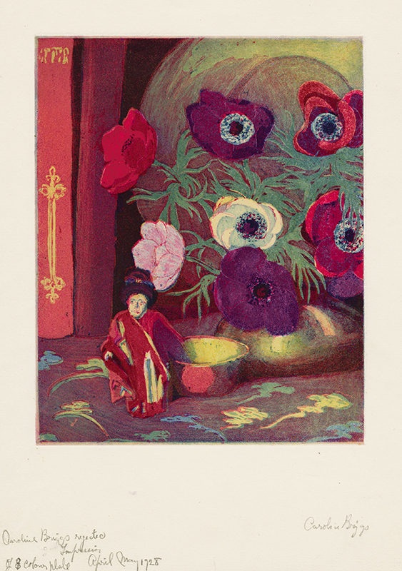 Untitled still life (poppies and figurine) by Caroline Briggs
