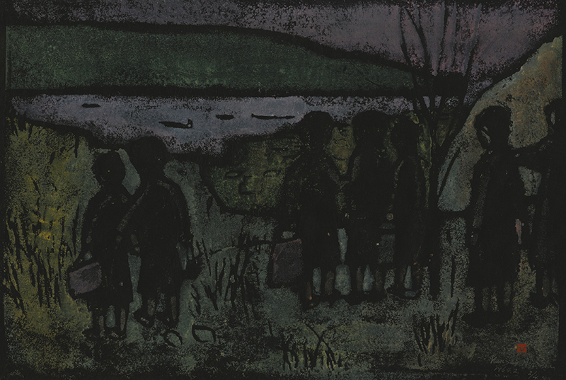 (Figures in a dark landscape) by Kansei Hiraoka