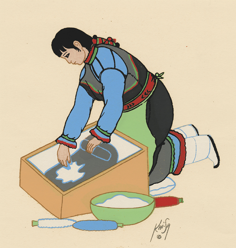 (Zuni woman grinding corn) by Percy Kai-Sa Tsisete Sandy