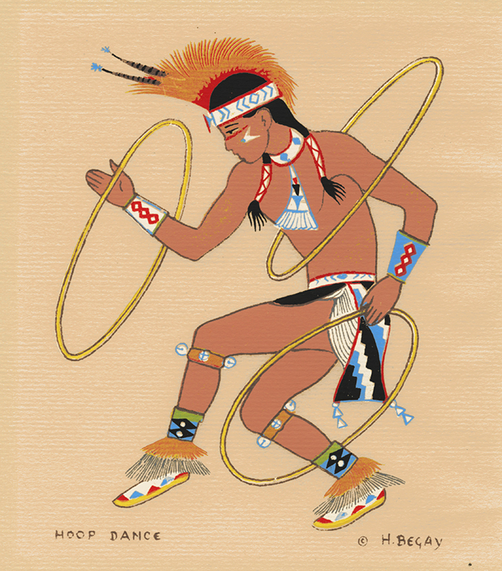 Hoop Dance (after the gouache) by Harrison Begay