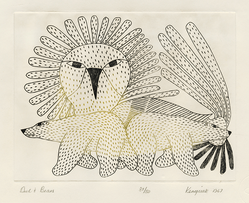 Owl & Bears by Kenojuak Ashevak