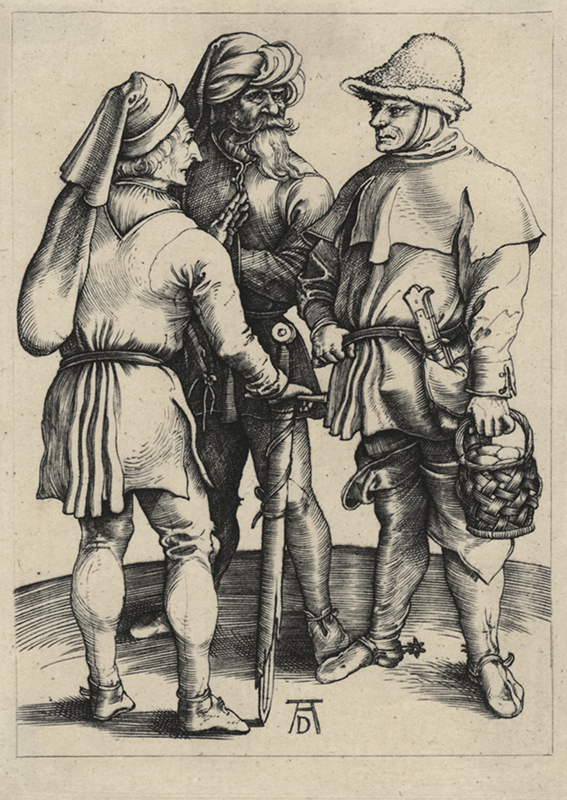 Three Peasants in Conversation (after Durer) by Charles Amand-Durand