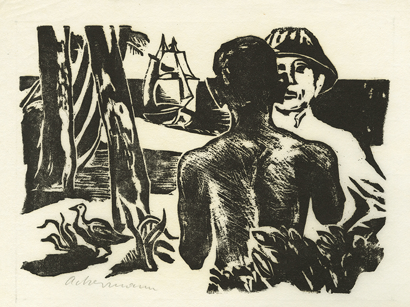 Illustration for South Sea Tales by Jack London, as included in Universe Calendar for 1969 by Helmut Ackermann