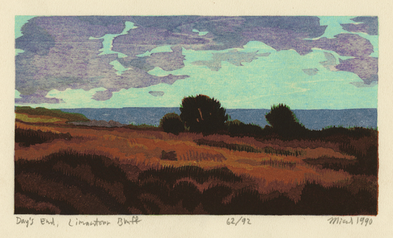 Days End, Limantour Bluff - from Point Reyes - A Suite of Color Woodblock Prints by Micah Schwaberow