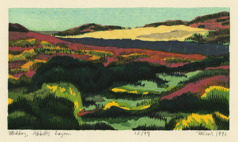 Midday, Abbotts Lagoon -  from Point Reyes: A Suite of Color Woodblock Prints by Micah Schwaberow