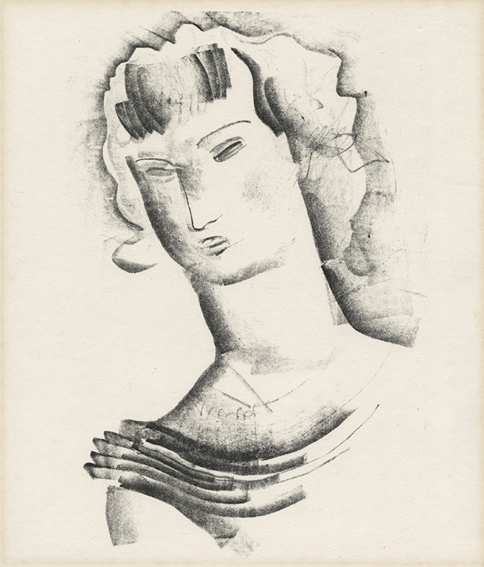 Tête de Jeune Fille - from Le Crépuscule des nymphes (Twilight of the Nymphs) by Pierre Louÿs by Roldolph-Theophile Bosshard