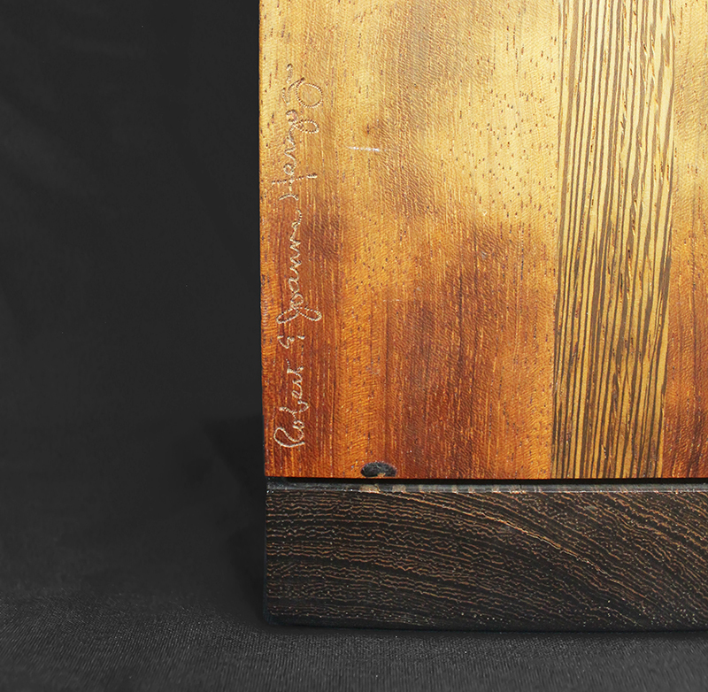 (Objet dart - tall square vessel with elaborate lid) by Robert and Joanne Herzog