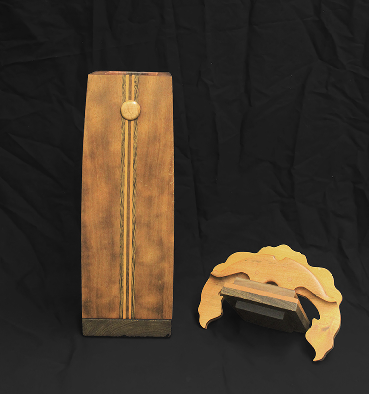 (Objet dart - tall square vessel with elaborate lid) by Robert and Joanne Herzog