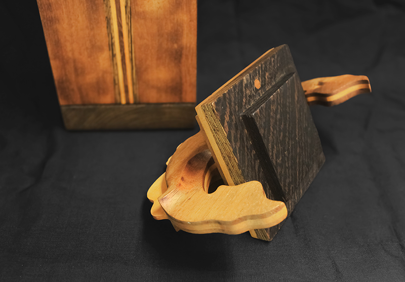 (Objet dart - tall square vessel with elaborate lid) by Robert and Joanne Herzog