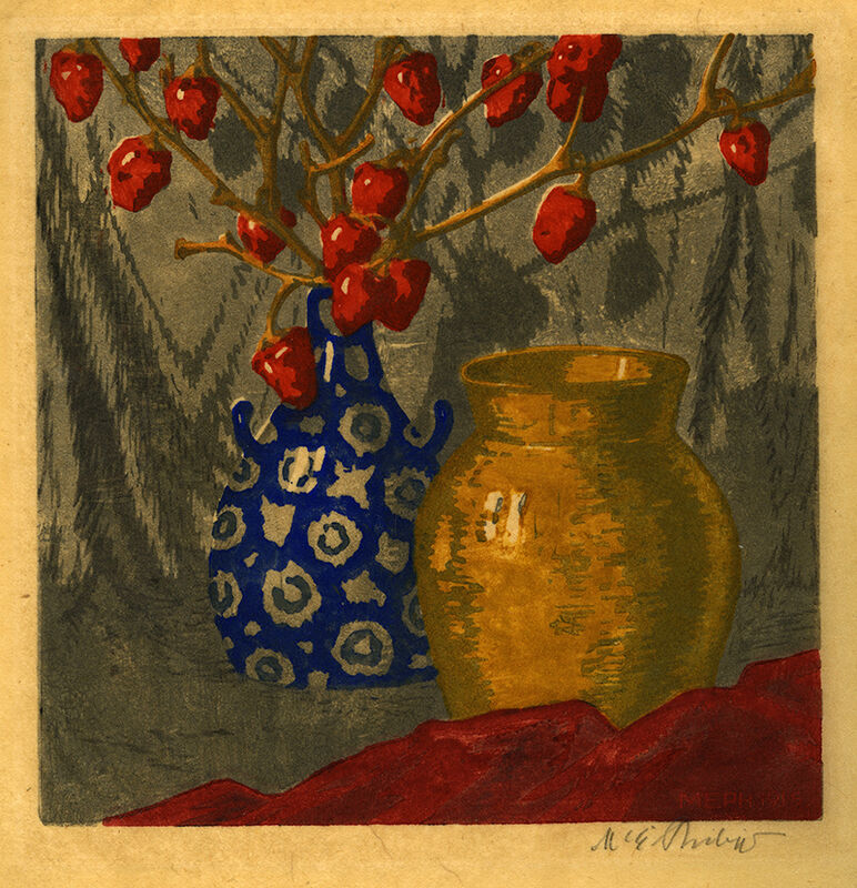 (Still life with vases and fabric) by Martin Erich Philipp