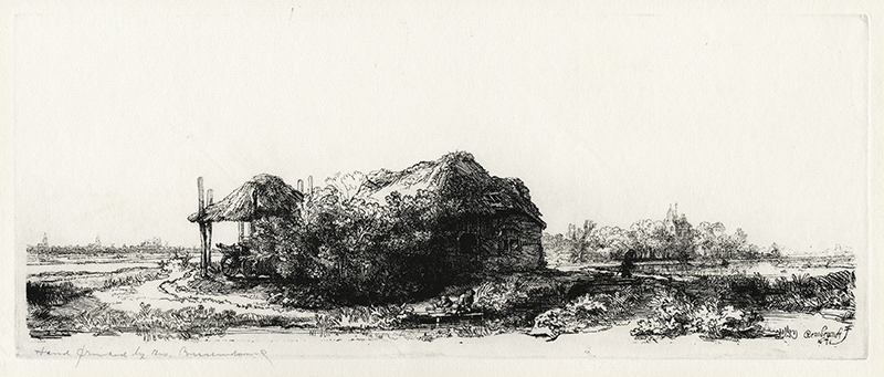 Landscape with Cottages and Hay Barn: Oblong by Rembrandt van Rijn