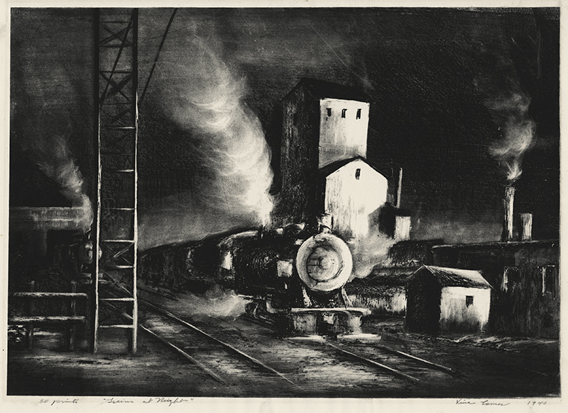 Trains at Night by Vina Jane Cochran Cames