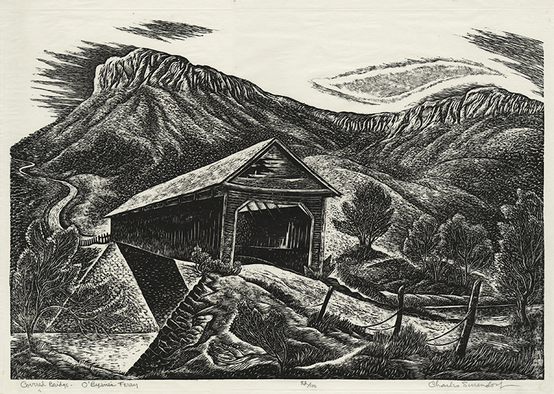 Covered Bridge - OByrnes Ferry (a.k.a. - Near Columbia) by Charles Frederick Surendorf