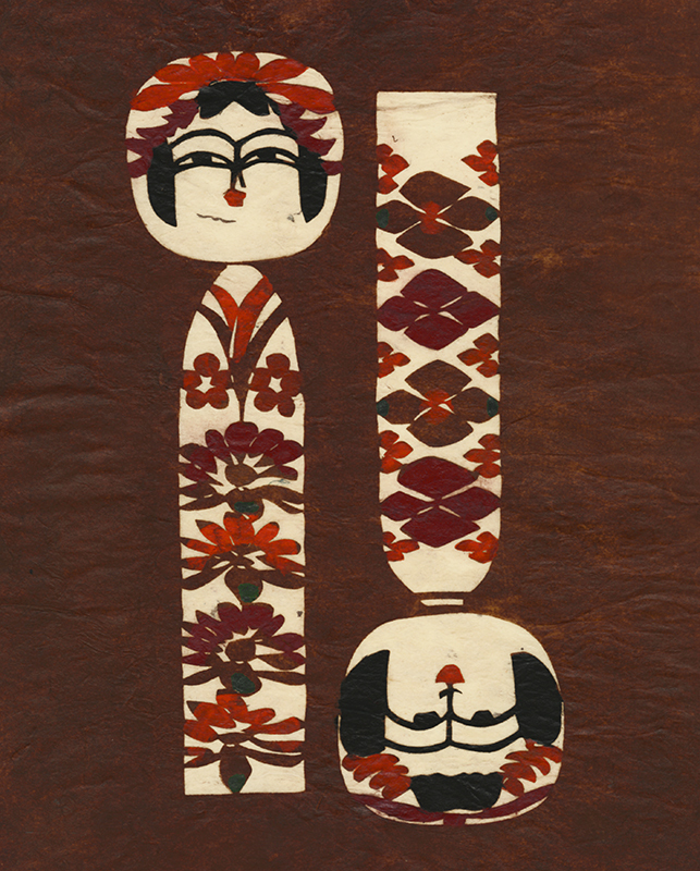 (Mingei print: Two Kokeshi dolls) by Unidentified (Asian artist)
