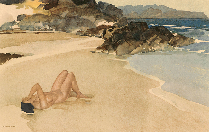 (Nude on a beach - after the watercolor) by William Russell Flint