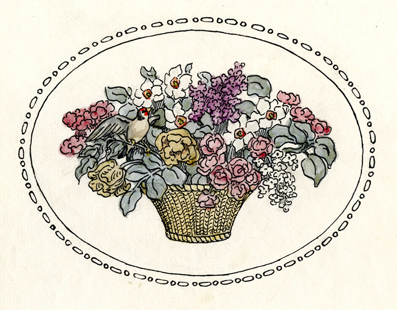 (Basket of Flowers) by Sigurd Olrik