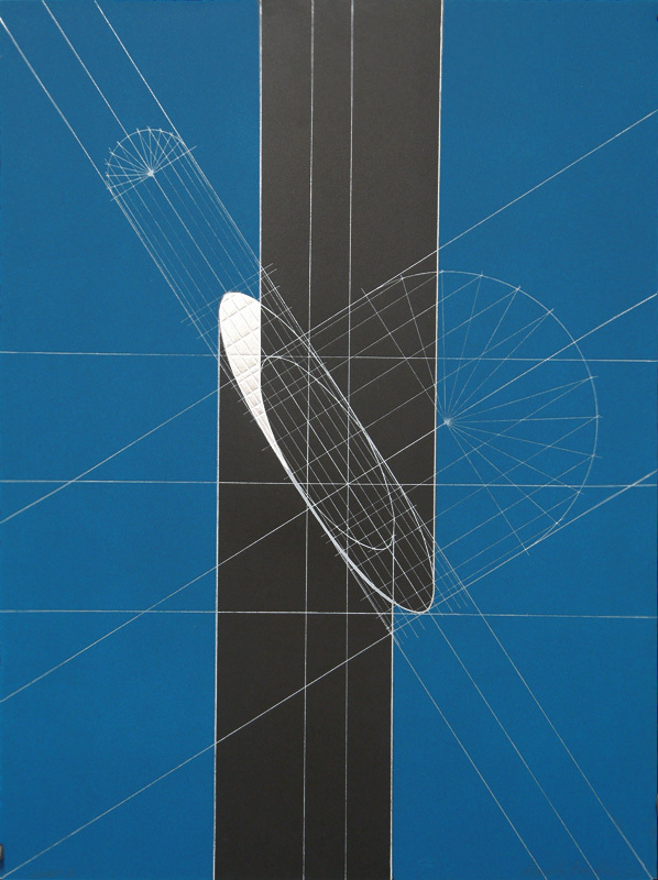 Untitled (Slashed Column, Blue) by Arnaldo Pomodoro