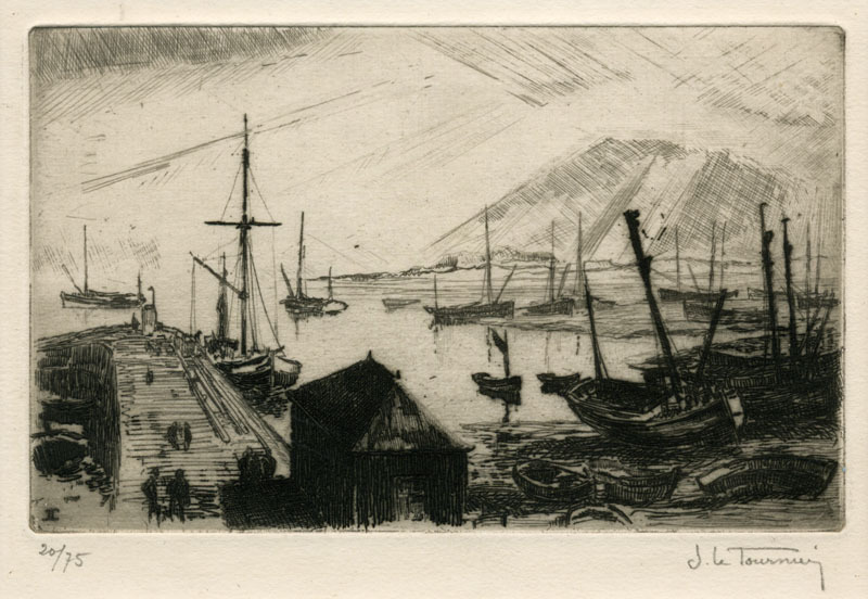 (harbor scene) by Joseph Marie Le Tournier