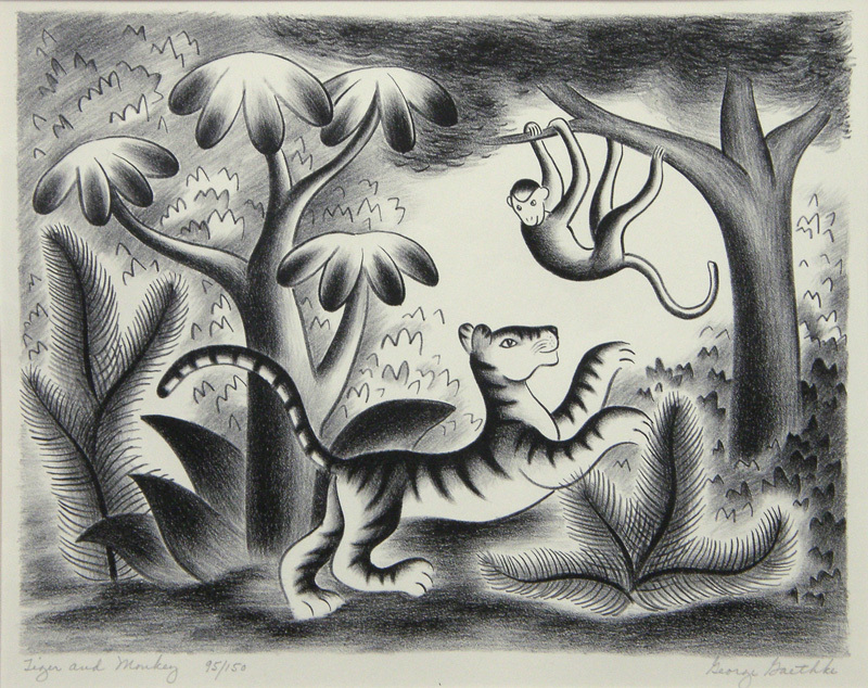 Tiger and Monkey by George Gaethke