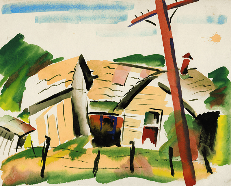 (Farmhouse and telephone pole) by Thomas Arthur Robertson