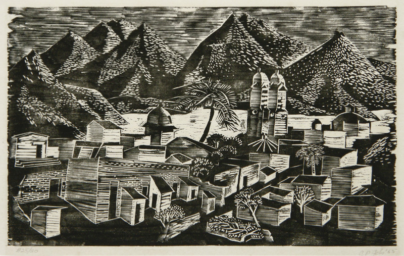Untitled (valley townscape) by Catharine Fels