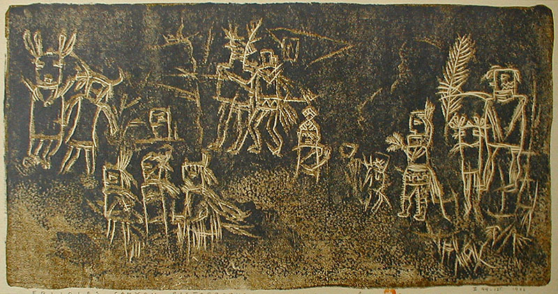 Frijoles Canyon Pictographs by Gustave Baumann