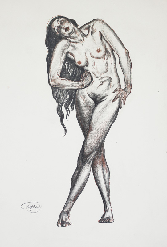 (Standing nude, hand on hip, head bent) by George William Eggers