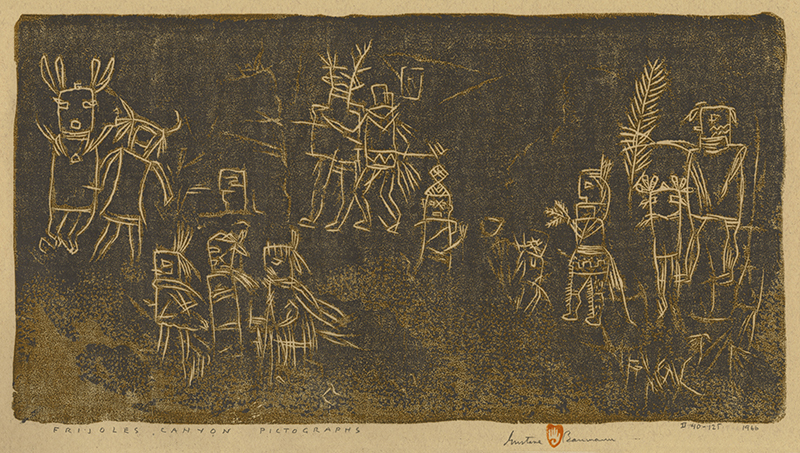 Frijoles Canyon Pictographs (a.k.a. Cliff Dwellers Ceremonial) by Gustave Baumann