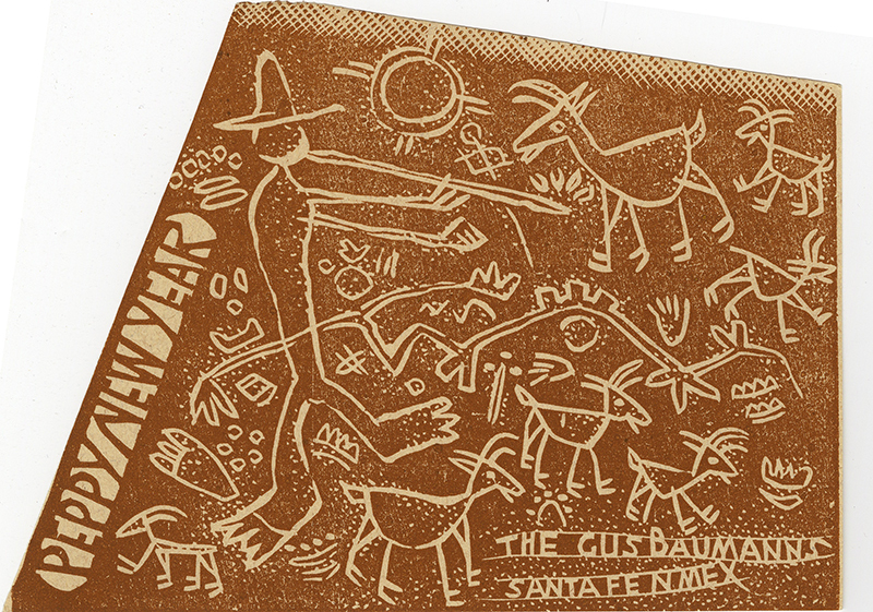 Peppy New Year Greeting card for 1940 by Gustave Baumann